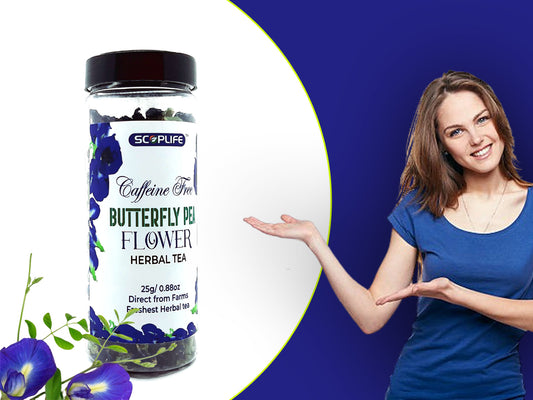 Dried Butterfly Pea Flower Tea, 100% Natural Herbs, Caffeine Free,Suitable as Iced Teas, Coolers and Cocktails Horeca, Net Weight 30g, 60 Tea Cups