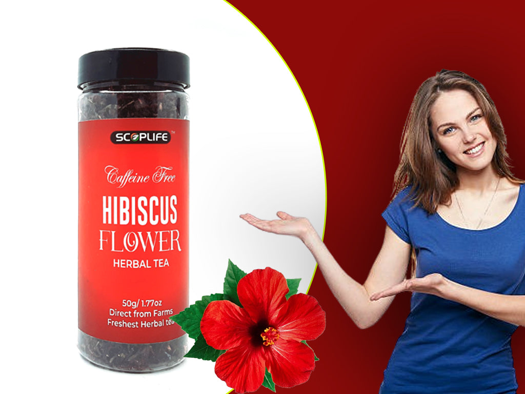 SCOPLIFE Hibiscus Flower Herbal Tea || Natural Colorant || Used For Iced Tea Cocktails, Mocktail & Syrups - Vegan - Gmo Free | 50 Grams (Pack Of 1)